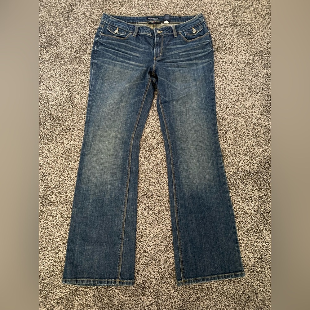 Liz Claiborne AXCESS 12 Jeans Favorite Fit Stretch Blue Denim Fancy Buttons